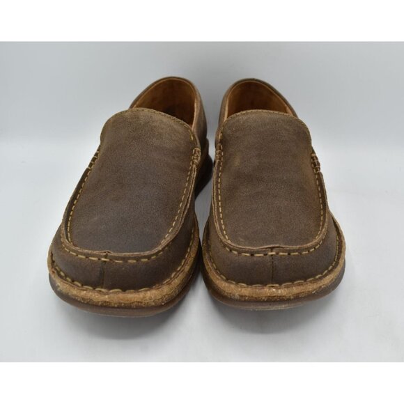 Born Mens Size 11.5 Baylor Taupe Distressed Suede Slip On Loafers Shoes - Picture 2 of 11
